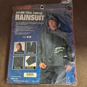 Vintage New in Package Avid Outdoor Nylon Rainsuit  Blue
Sz Medium